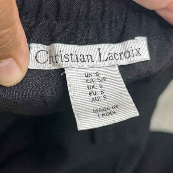 Christian Lacroix Pants Women Small Black Trouser Wide Leg High-Rise Rayon Blend - Picture 11 of 14